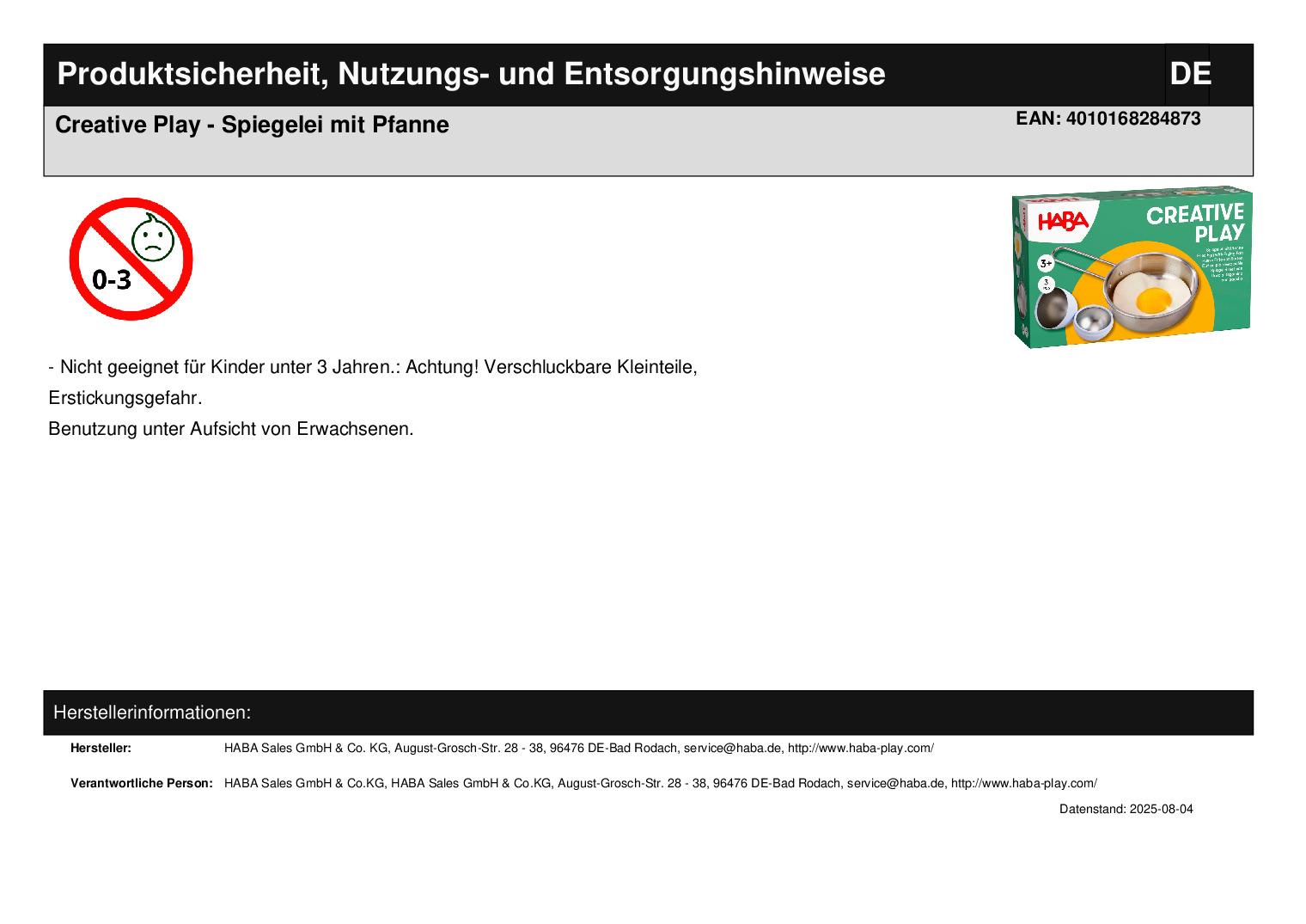 Creative Play - Spiegelei mit Pfanne Creative Play - Spiegelei mit Pfanne