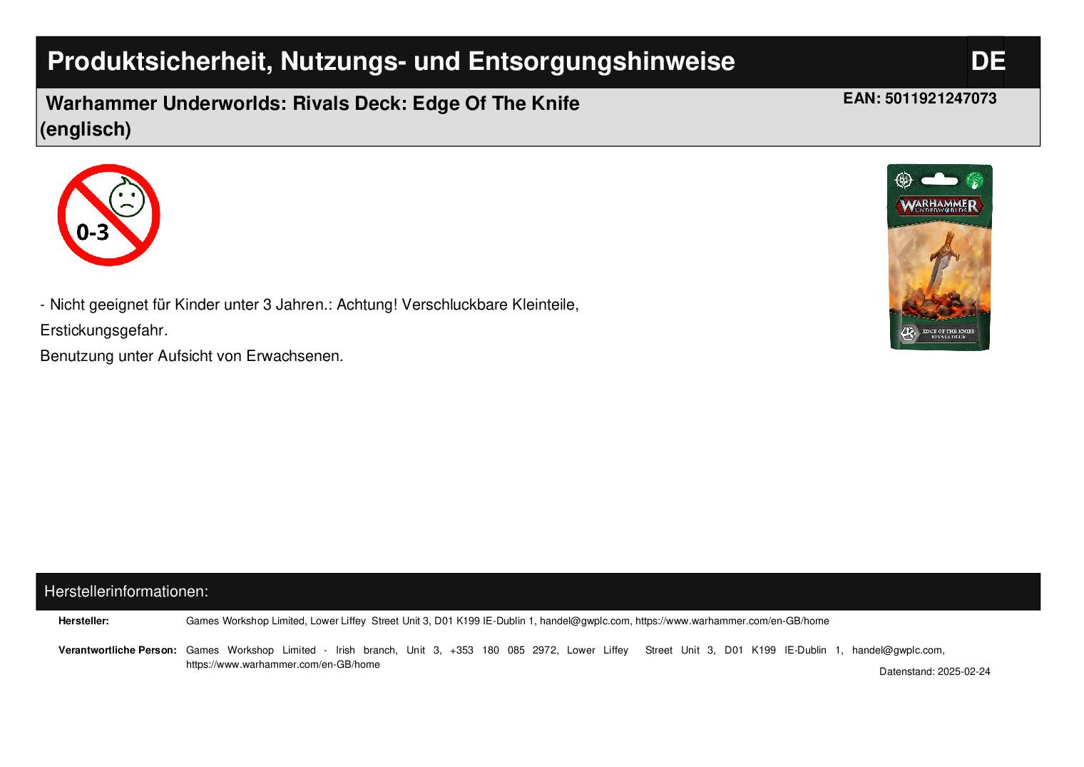 Warhammer Underworlds: Rivals Deck: Edge Of The Knife (englisch) Warhammer Underworlds: Rivals Deck: Edge Of The Knife (englisch)