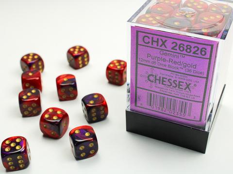 Chessex Würfel W6x36 Gemini: purple-red / gold Chessex Würfel W6x36 Gemini: purple-red / gold