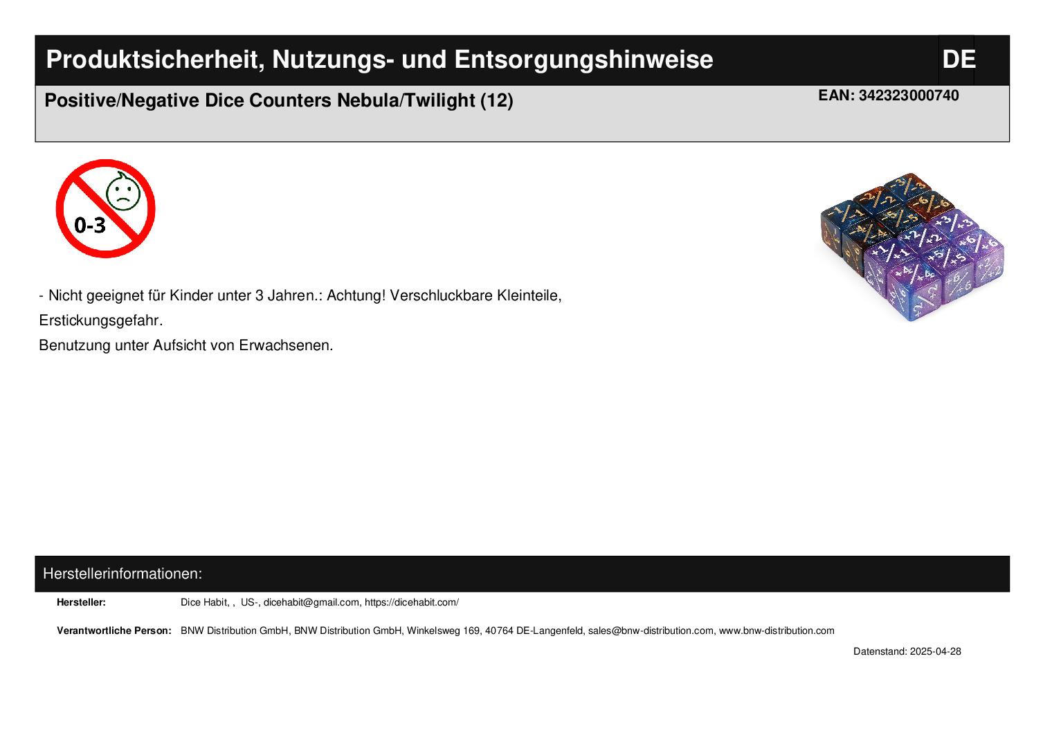 Positive/Negative Dice Counters Nebula/Twilight (12) Positive/Negative Dice Counters Nebula/Twilight (12)
