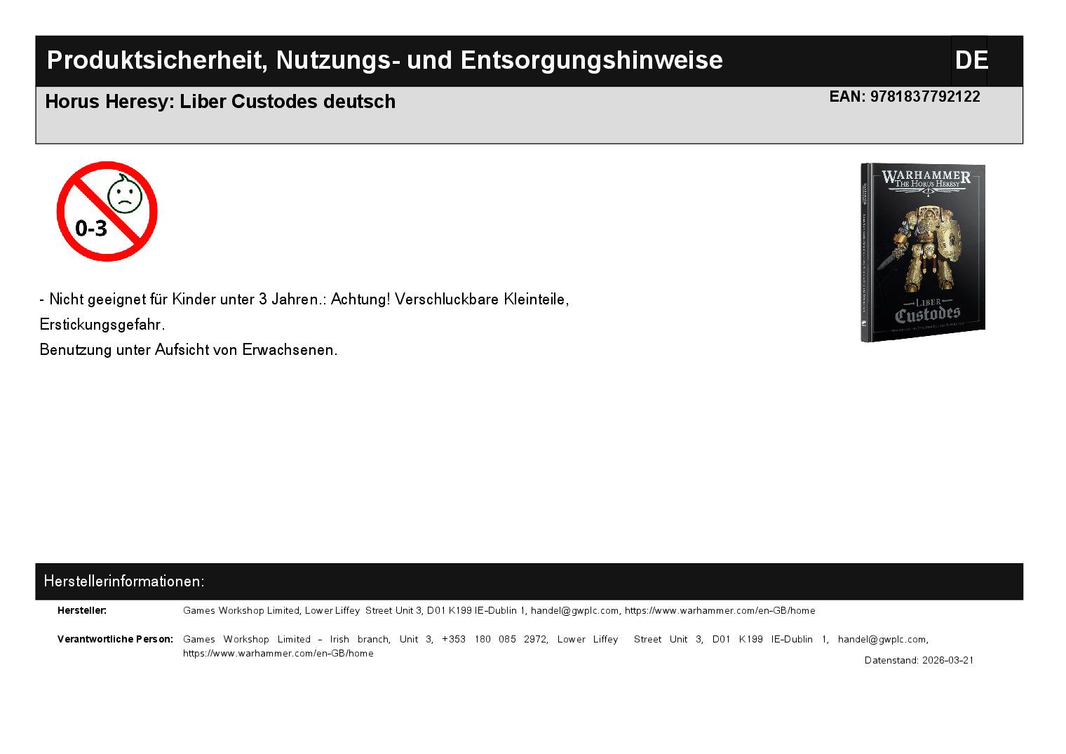 Horus Heresy: Liber Custodes deutsch