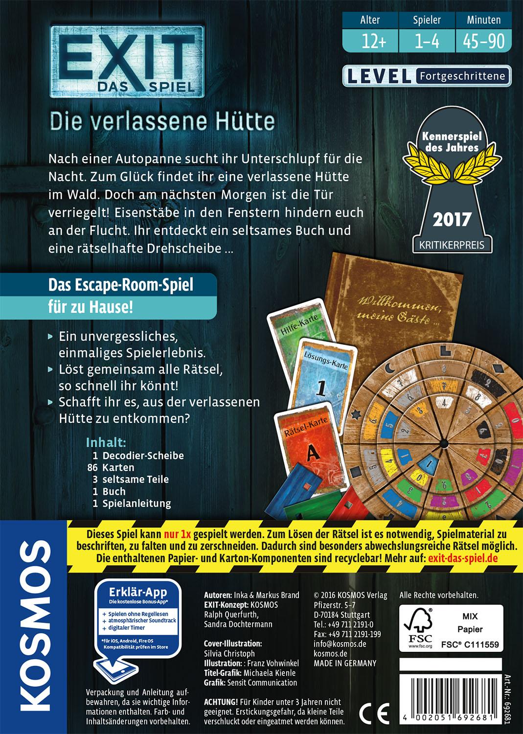 EXIT - Das Spiel: Die verlassene Hütte EXIT - Das Spiel: Die verlassene Hütte