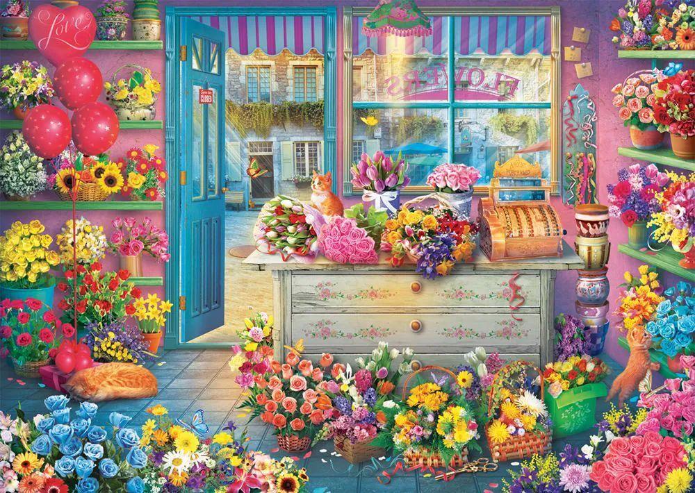 Bunter Blumenladen, 1.000 Teile Puzzle