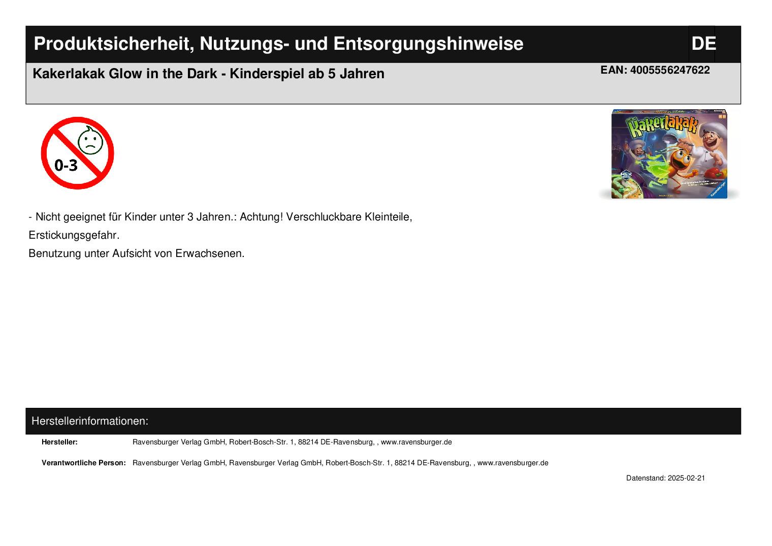 Kakerlakak Glow in the Dark - Kinderspiel ab 5 Jahren