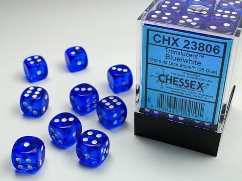 Chessex W6x36 Translucent: blue / white