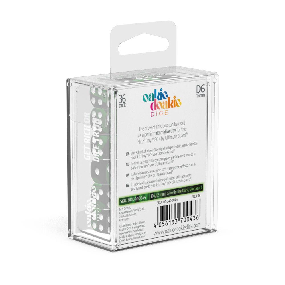 Oakie Doakie Dice D6 Dice 12 mm Glow in the Dark - Biohazard (36)