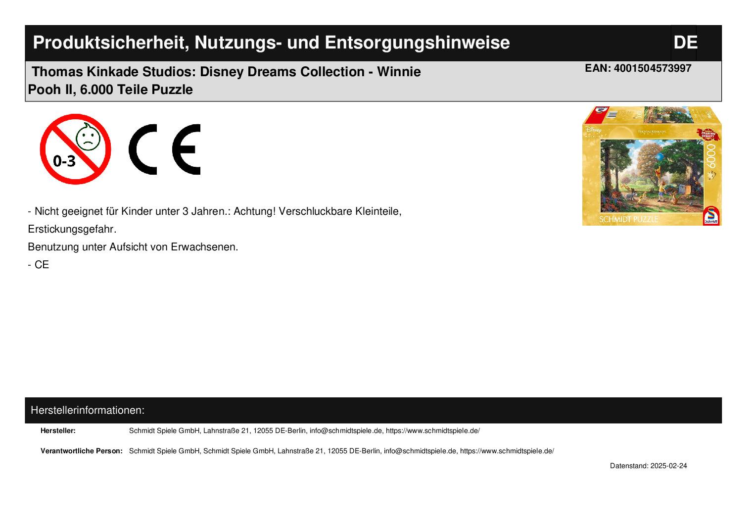 Thomas Kinkade Studios: Disney Dreams Collection - Winnie Pooh II, 6.000 Teile Puzzle