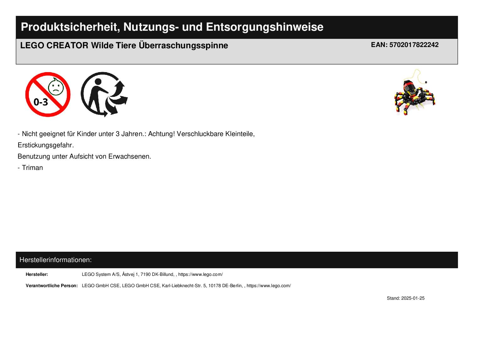 LEGO CREATOR Wilde Tiere Überraschungsspinne