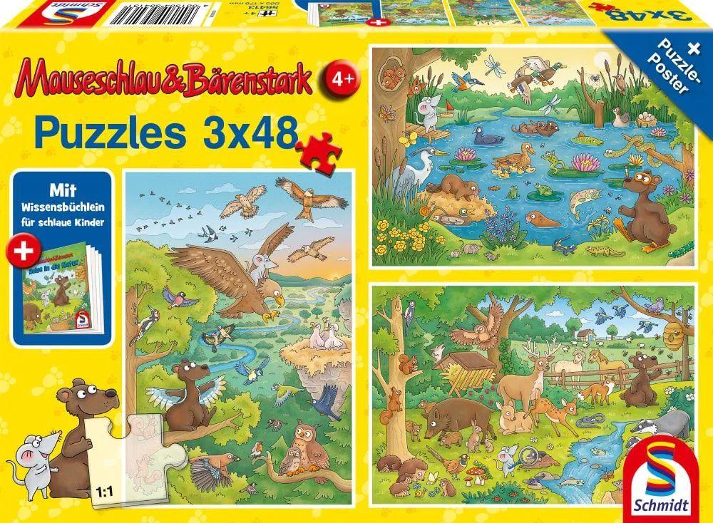 Puzzle:  Reise in die Natur, 3x48 Teile, mit Add-on (Wissensbüchlein)