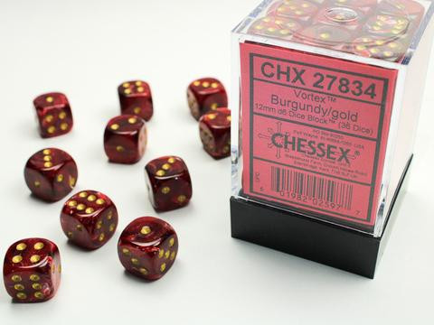 Chessex Würfel W6x36 Vortex: burgundy / gold
