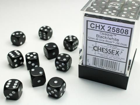 Chessex Würfel W6x36 Opaque: black / white