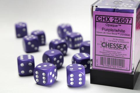 Chessex Würfel W6x12 Opaque: Purple / White