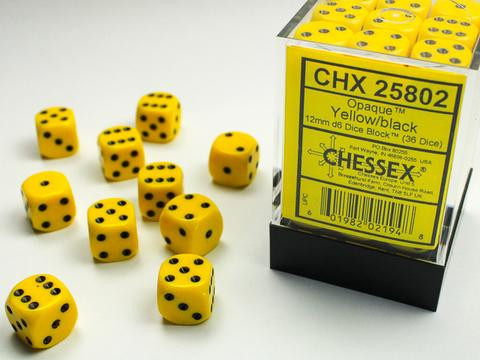 Chessex Würfel W6x36 Opaque: yellow / black