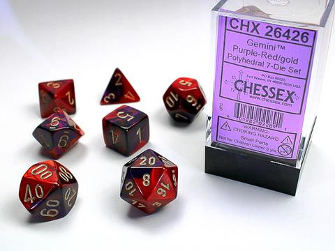 Chessex Würfel 7-er Mix Gemini: purple-red / gold
