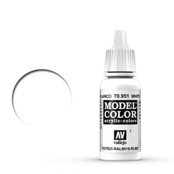 Vallejo Model Color: 001 Weiss (White), 17 ml (951)