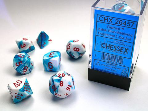 Chessex 7-er Mix Gemini: astral blue-white / red