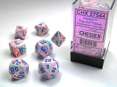 Chessex 7-er Mix Festive: Pop Art / blue
