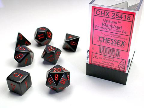 Chessex Würfel 7-er Mix Opaque: black / red