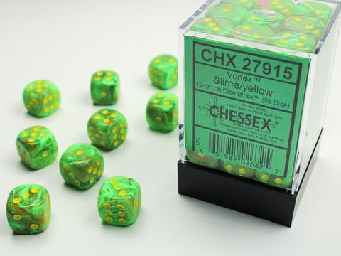 Chessex W6x36 Vortex: slime / yellow