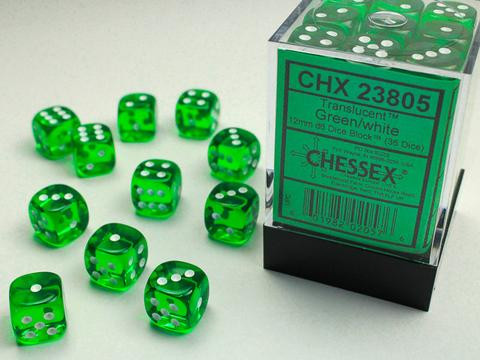 Chessex W6x36 Translucent: green / white