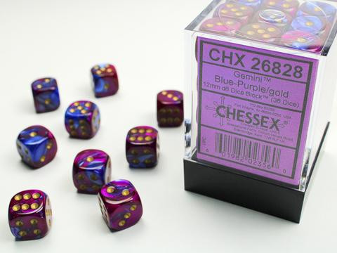 Chessex Würfel W6x36 Gemini: blue-purple / gold