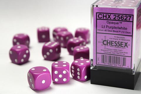 Chessex Würfel W6x12 Opaque: Light-Purple / White