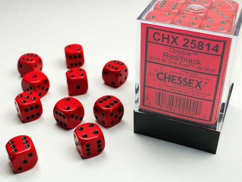 Chessex Würfel W6x36 Opaque: red / black