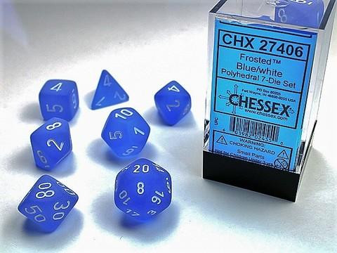 Chessex 7-er Mix Frosted: blue / white