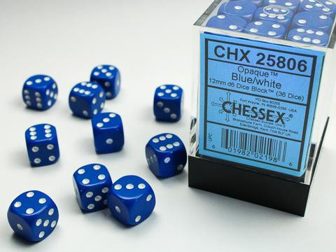 Chessex Würfel W6x36 Opaque: blue / white