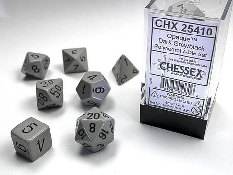 Chessex Würfel 7-er Mix Opaque: grey / black