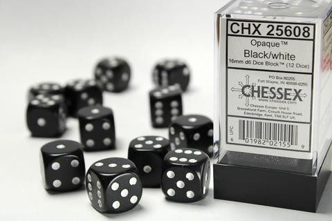 Chessex W6x12 Opaque: Black / White