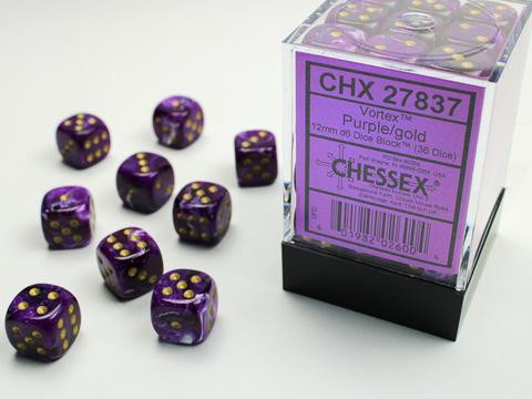 Chessex Würfel W6x36 Vortex: purple / gold