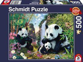 Puzzle:  Pandafamilie am Wasserfall  (500 Teile)
