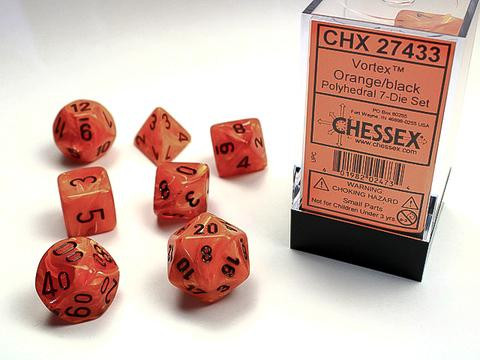Chessex Würfel 7-er Mix Vortex: orange / black