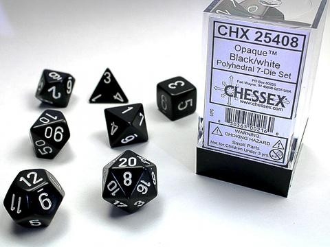 Chessex Würfel 7-er Mix Opaque: black / white