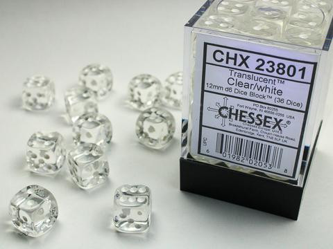 Chessex W6x36 Translucent: clear / white