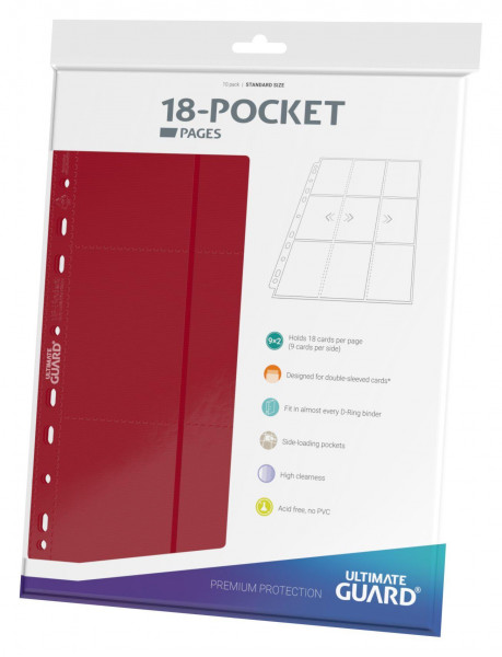 Ultimate Guard 18-Pocket Side-Loading Supreme Pages Standard Size Rot (10)