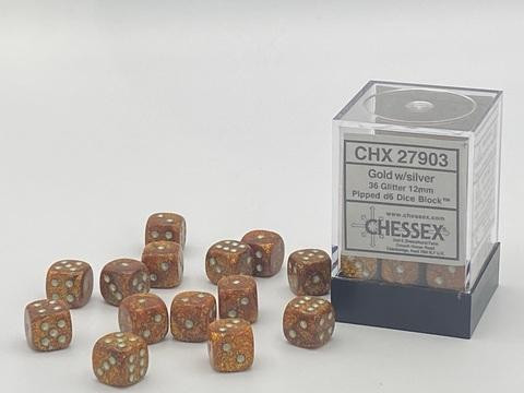 Chessex W6x36 Glitter: gold / silver