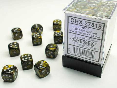 Chessex W6x36 Scarab: black gold / silver leaf