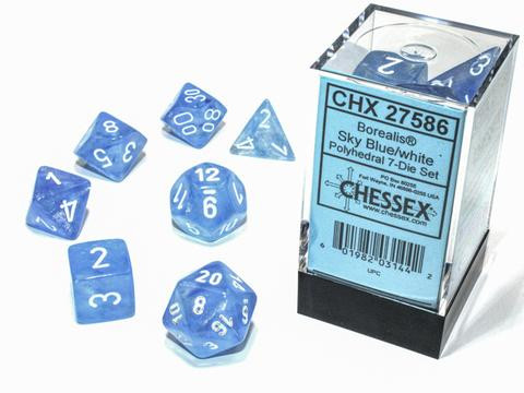 Chessex Borealis Polyhedral Sky Blue/white 7-Die Set