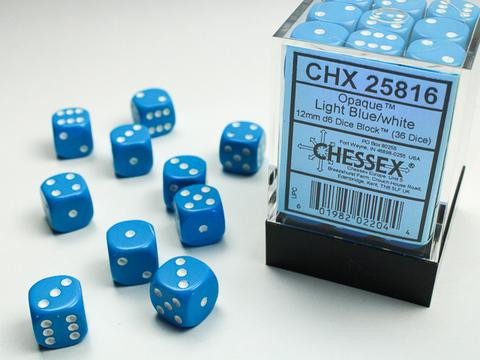Chessex Würfel W6x36 Opaque: light-blue / white