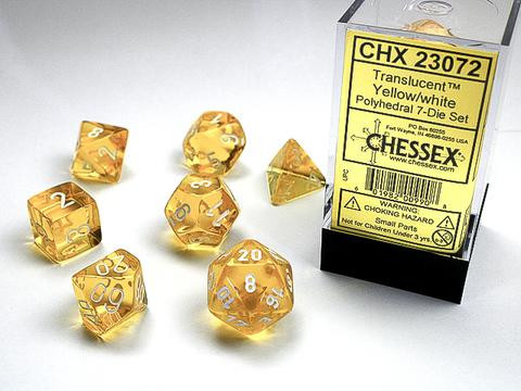 Chessex Würfel 7-er Mix Translucent: yellow / white