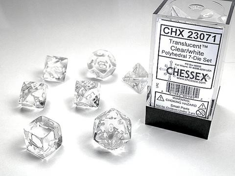 Chessex Würfel 7-er Mix Translucent: clear / white